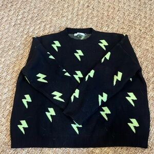 Adika Neon Green Lightening bolt Sweater!! Such a fun statement piece!